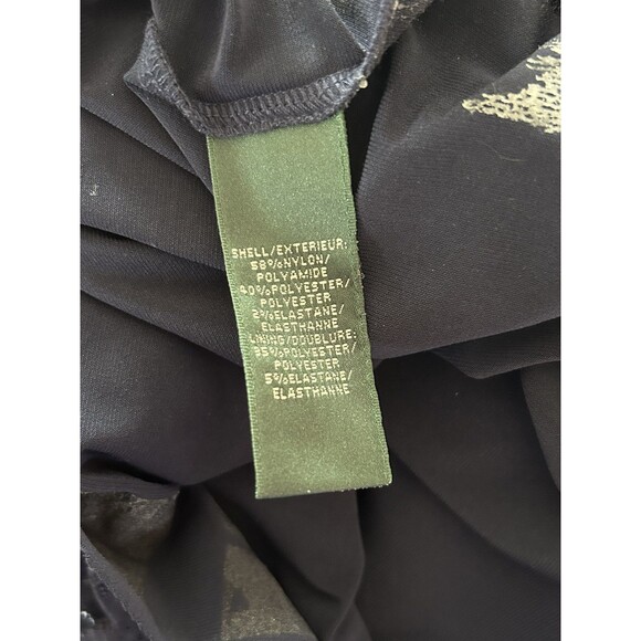 Lauren Ralph Lauren Dress Women's 14 Navy Lace Sequin Drape Neck Dark Romantic - Picture 7 of 8